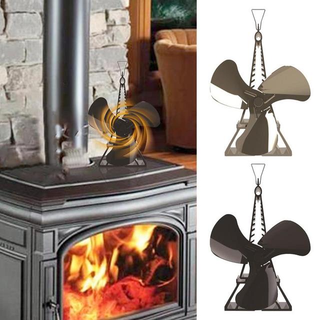 Wood Burning Stove Fan Aluminum Alloy Wood Stove Blower Fan with 3 Blades  Non Electric Quiet